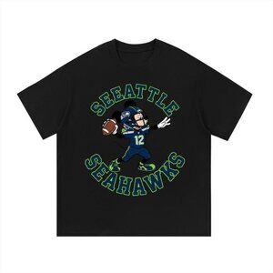 Seattle Seahawks Mickey Mouse Vintage Style Football Shirt Retro Tee